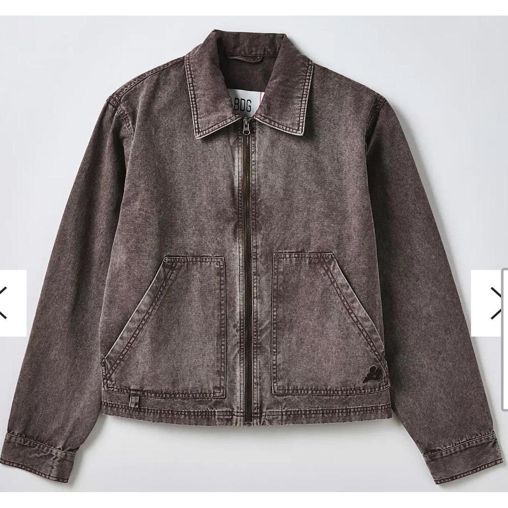BDG Charcoal Denim Jacket BDG Kasper Brown Twill Work Jacket Large NEW